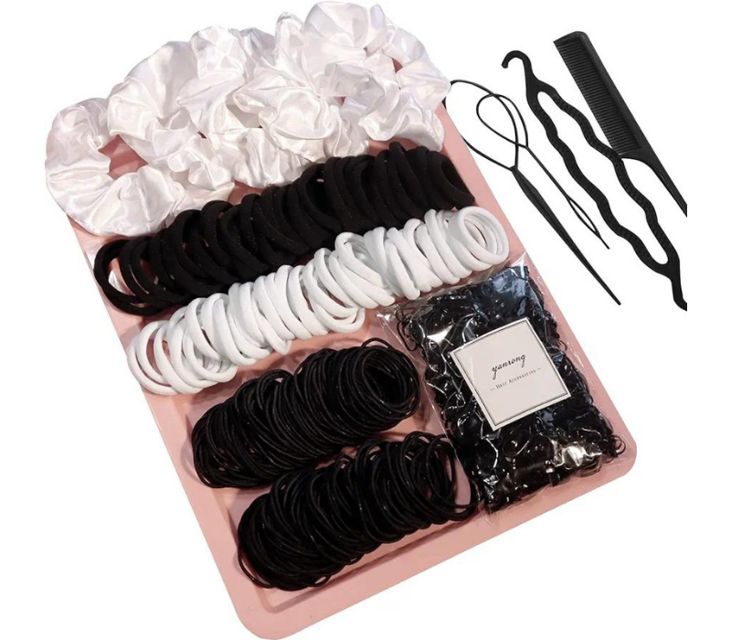 755PCS Hair Scrunchies For Thick and Curly hair (Black)